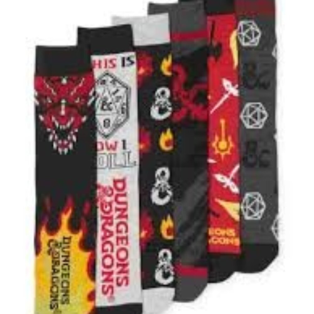 NIP D&D Men's Crew Socks  6 Pair Pack